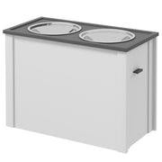Dog Bowl, Pet Feeder Station with Storage, Water Bowl, Bowl Stand with 2 L Stainless Steel Bowls, Dog Bowl Stand, Feeding Bowl for Large Dogs, White