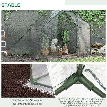 PVC Garden Greenhouse, balcony greenhouse, reinforced tarpaulin, steel frame, roll-up zippered door, for vegetables plants, indoor and outdoor, 180 x 100 x 168 cm, transparent green