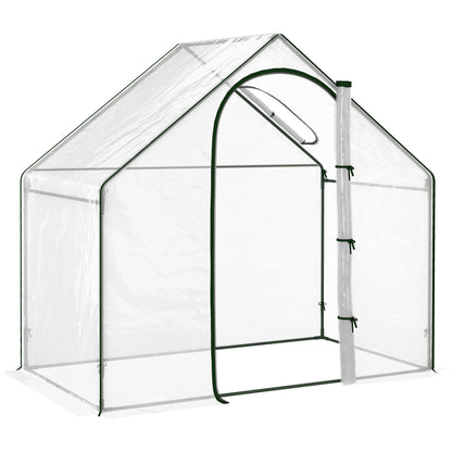 PVC Garden Greenhouse, balcony greenhouse, reinforced tarpaulin, steel frame, roll-up zippered door, for vegetables plants, indoor and outdoor, 180 x 100 x 168 cm, transparent green