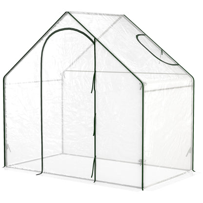 PVC Garden Greenhouse, balcony greenhouse, reinforced tarpaulin, steel frame, roll-up zippered door, for vegetables plants, indoor and outdoor, 180 x 100 x 168 cm, transparent green