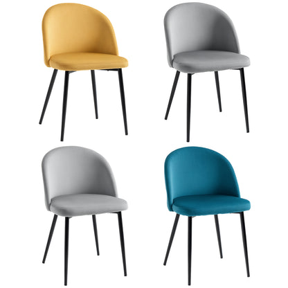 Set of 4 dining chairs Scandinavian kitchen chair velvet upholstered with tapered metal legs, for living room, dining room, multicolor