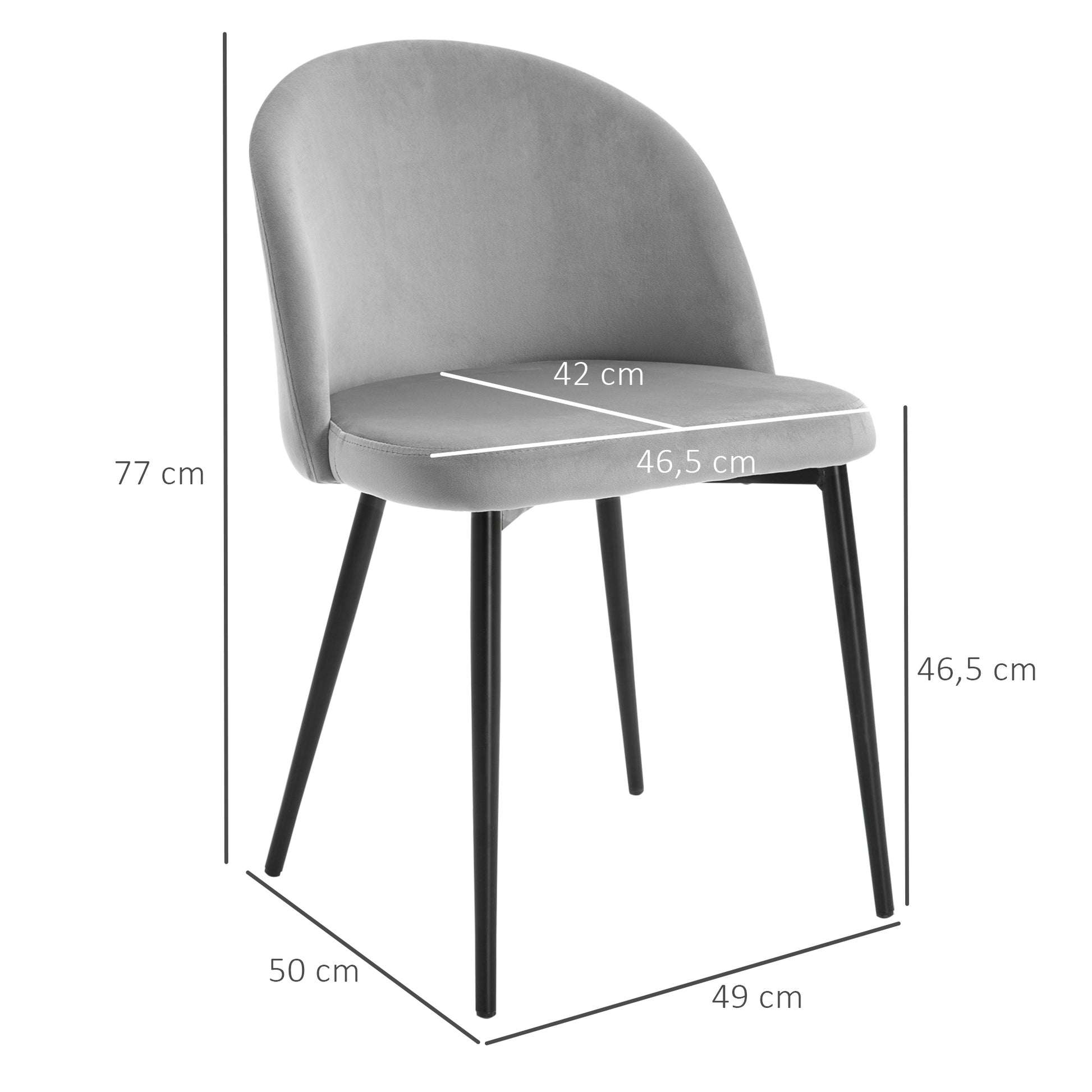 Set of 4 dining chairs Scandinavian kitchen chair velvet upholstered with tapered metal legs, for living room, dining room, multicolor