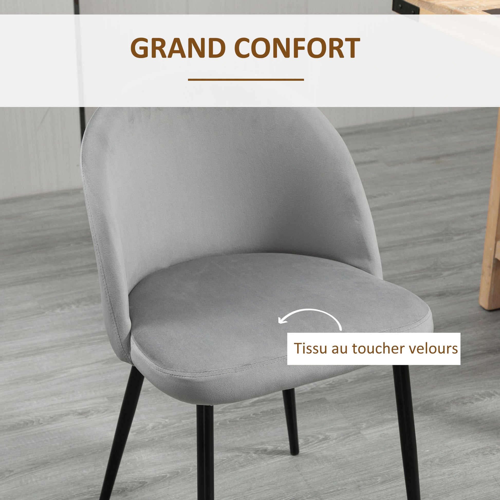 Set of 4 dining chairs Scandinavian kitchen chair velvet upholstered with tapered metal legs, for living room, dining room, multicolor