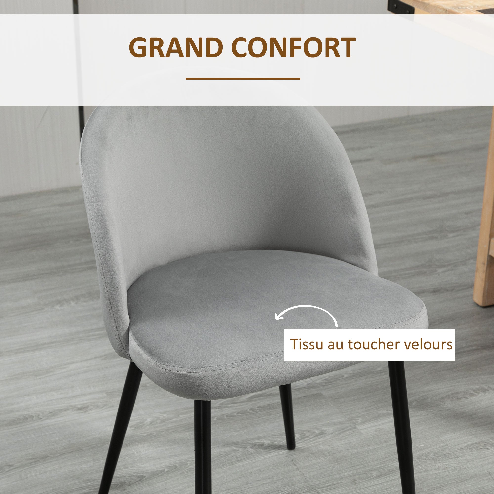 Set of 4 dining chairs Scandinavian kitchen chair velvet upholstered with tapered metal legs, for living room, dining room, multicolor