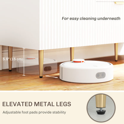 Modern Kitchen Buffet Sideboard with 3 Drawers and 2 Cabinets with 2 Doors, Kitchen Cabinet with Adjustable Shelves Legs, Buffet Cabinet for Living Room and Entryway in Wood, 120x40x90 cm, White