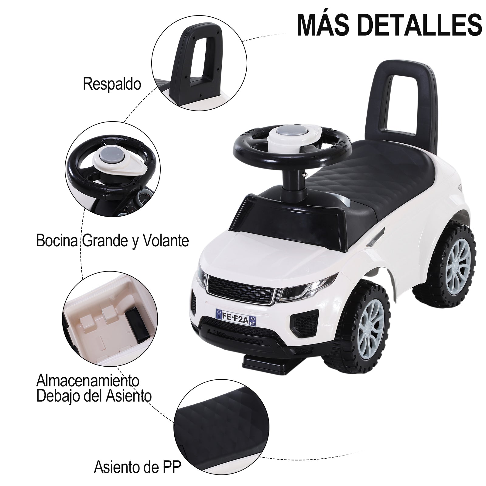 Quad Ride-On Toy Car for Kids Pedal-Free Baby Toy Racer Walker with Speaker 62x28x41.5cm