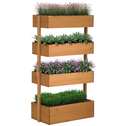 4‑Tier Raised Wooden Planter — Orange, Space‑Saving Vertical Garden (31.5 x 17.7 x 55.9 in)