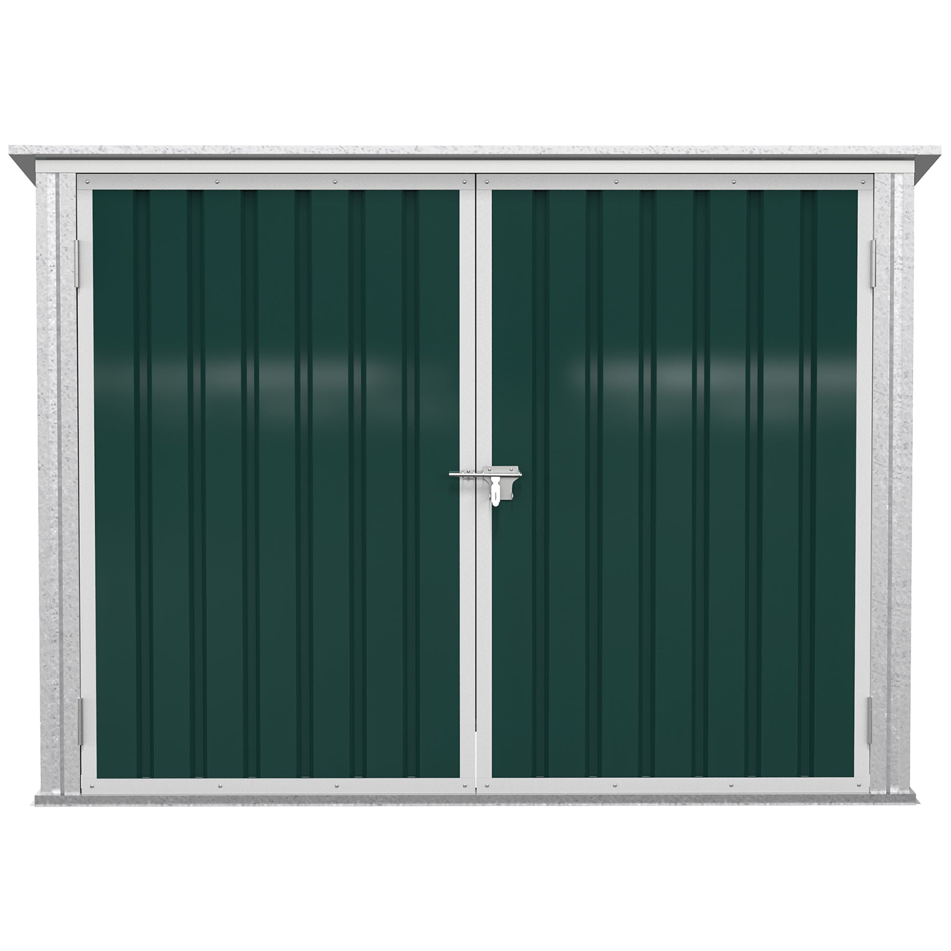 Trash Can Box Storage Bin Storer Lockable Equipment Box for 2 Trash Cans Steel 178.5 x 104.5 x 128.5/113 cm Green