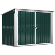 Trash Can Box Storage Bin Storer Lockable Equipment Box for 2 Trash Cans Steel 178.5 x 104.5 x 128.5/113 cm Green
