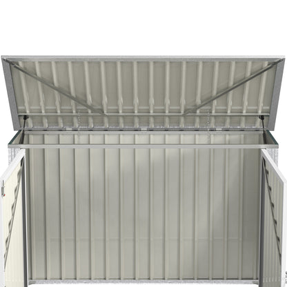 Trash Can Box Storage Bin Storer Lockable Equipment Box for 2 Trash Cans Steel 178.5 x 104.5 x 128.5/113 cm Green