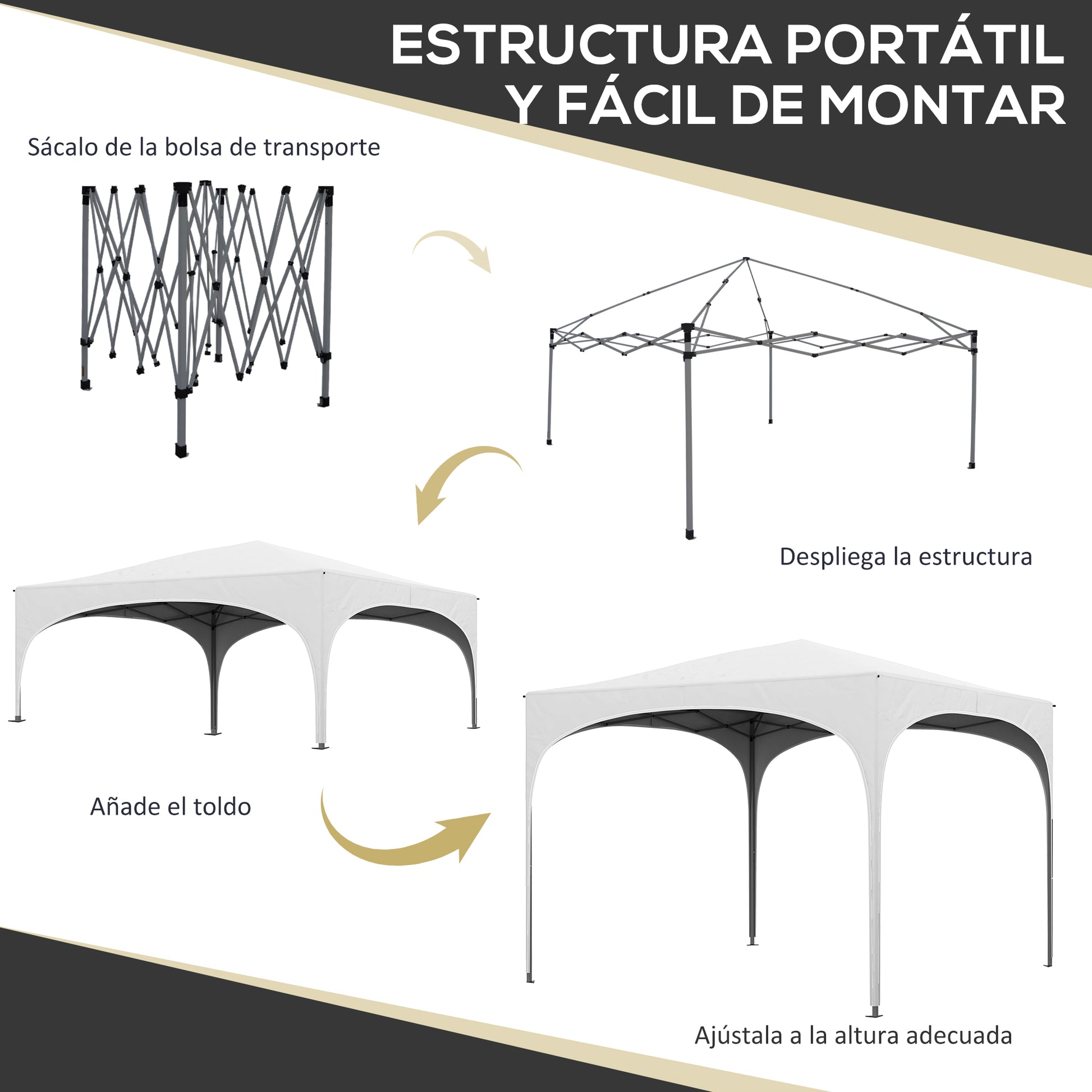 3x3m Folding Canopy Garden Gazebo Adjustable Height with Waterproof Anti-UV Carry Bag and Sandbags Outdoor Patio White