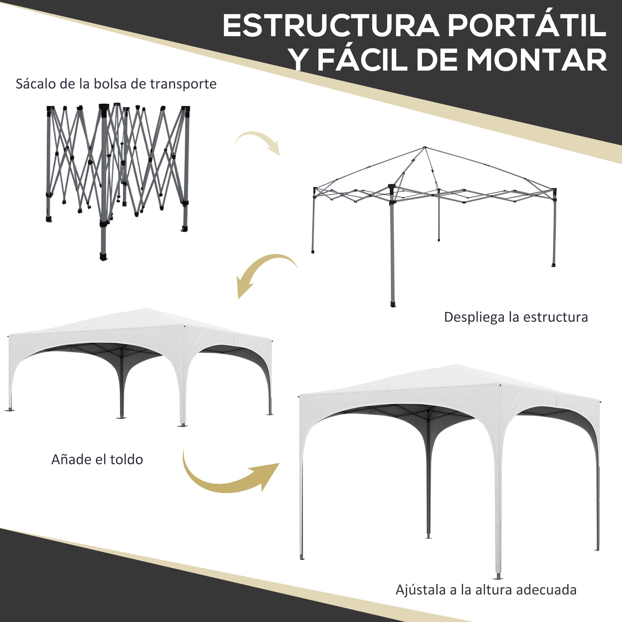 3x3m Folding Canopy Garden Gazebo Adjustable Height with Waterproof Anti-UV Carry Bag and Sandbags Outdoor Patio White