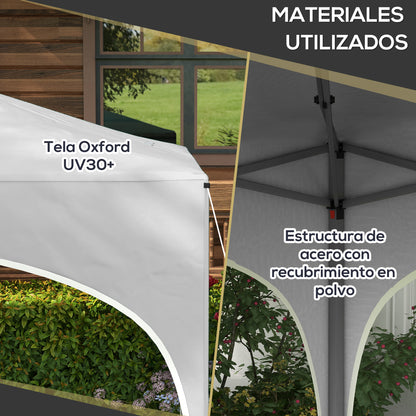 3x3m Folding Canopy Garden Gazebo Adjustable Height with Waterproof Anti-UV Carry Bag and Sandbags Outdoor Patio White