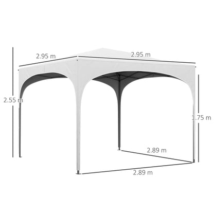 3x3m Folding Canopy Garden Gazebo Adjustable Height with Waterproof Anti-UV Carry Bag and Sandbags Outdoor Patio White