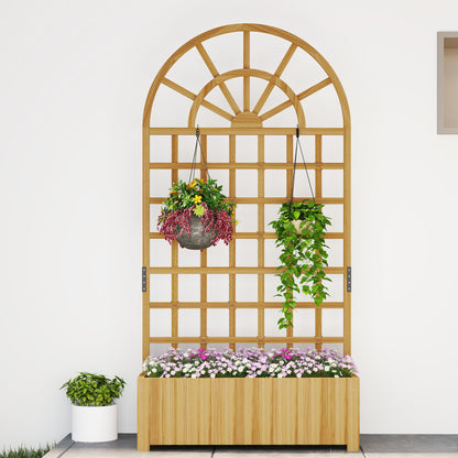 Wooden Trellis Planter, Large Elevated Outdoor Planter for Climbing Plants with Drainage Holes, 90 x 30 x 180 cm (35.4 x 11.8 x 70.9 in), Natural