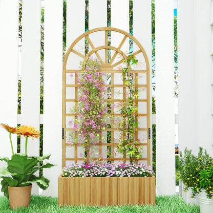 Wooden Trellis Planter, Large Elevated Outdoor Planter for Climbing Plants with Drainage Holes, 90 x 30 x 180 cm (35.4 x 11.8 x 70.9 in), Natural