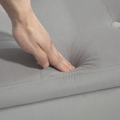 Bench with Storage Armrests Upholstered Bench with Velvet Look, Storage Chest with Wooden Legs, Chest Bench for Living Room Bedroom Hallway 107 x 42 x 65 cm, Light Gray