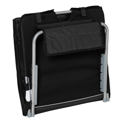 Set of 2 Foldable Beach Mats with Reclining Backrest in 5 Levels Headrest and Carrying Bag 134x48x33-43 cm Black