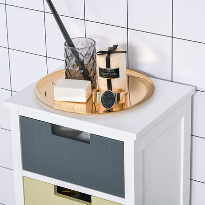 Wood Chest of Drawers with 5 Drawers Nightstand with Raised Legs Modern Style for Bedroom Living Room Bathroom 35x28x90.5 cm Multicolor