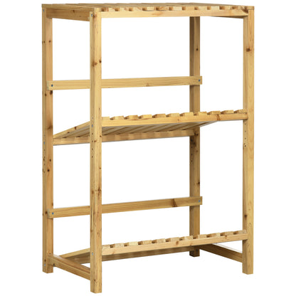 Beverage Crate Stand, Beverage Crate Rack, Crate Rack with 2 Tilted Shelves, Bottle Crate Rack for 4 Beverage Crates, Natural, 74 x 45 x 111 cm