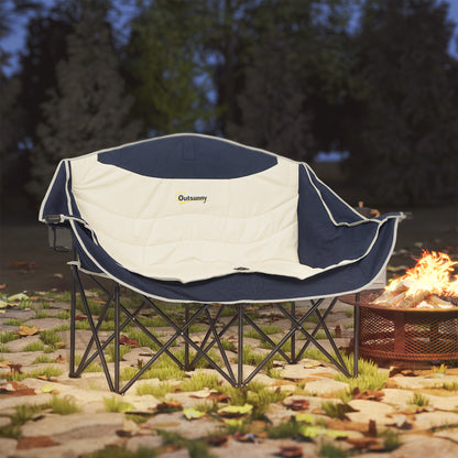 2-Seat Folding Camping Chair with Cup Holders & Carry Bag — Outdoor Folding Chair, Padded, Supports up to 250 kg (≈551 lb)