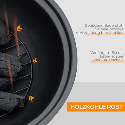 Fire Pit, Fire Bowl with Lid, Fire Basket with Poker, in Tree Stump Design, for Garden, Camping, Patio, Steel, MgO, Brown