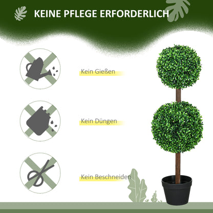 2-Piece Large Artificial Boxwood Tree 90 cm, UV-Resistant Artificial Plant, Plastic Fake Plants in Pot, Artificial Tree, Fake Plant Realistic for Living Room Bedroom Office Garden Decoration Gift