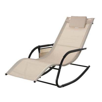 Swing Rocking Chair Garden Chair Rocker Metal Mesh Beige 150 x 62 x 88 cm