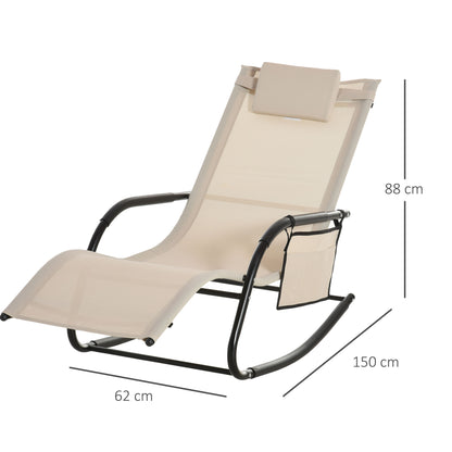 Swing Rocking Chair Garden Chair Rocker Metal Mesh Beige 150 x 62 x 88 cm