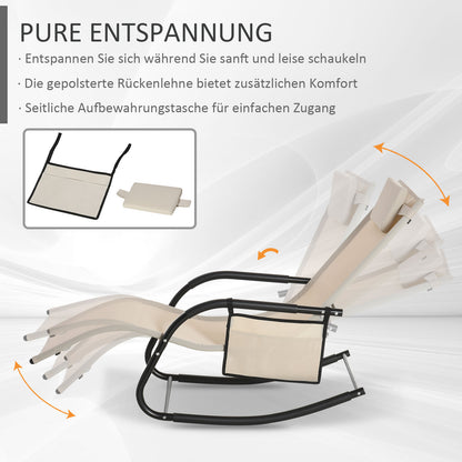 Swing Rocking Chair Garden Chair Rocker Metal Mesh Beige 150 x 62 x 88 cm