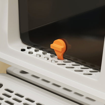 Stainless Steel Covered Cat Litter Box with Exit Step and Stainless Steel Shovel in Light Gray