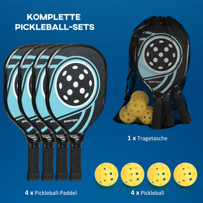 SPORTNOW Pickleball Paddles Set with 4 Paddles, 4 Balls, Ergonomic Grip Bag, Paddle Rackets for Indoor & Outdoor, Beginner Casual Players