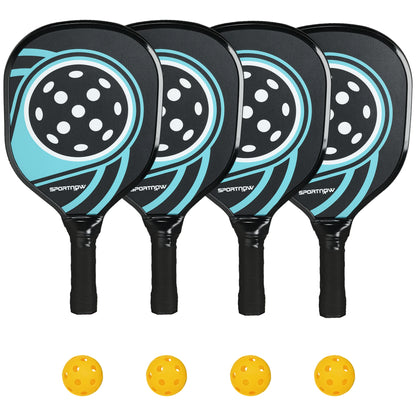 SPORTNOW Pickleball Paddles Set with 4 Paddles, 4 Balls, Ergonomic Grip Bag, Paddle Rackets for Indoor & Outdoor, Beginner Casual Players
