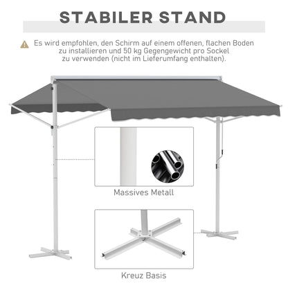Freestanding Awning Garden Awning Awning with Folding Arm Crank Terrace Grey 3x3m