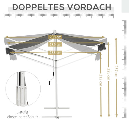 Freestanding Awning Garden Awning Awning with Folding Arm Crank Terrace Grey 3x3m