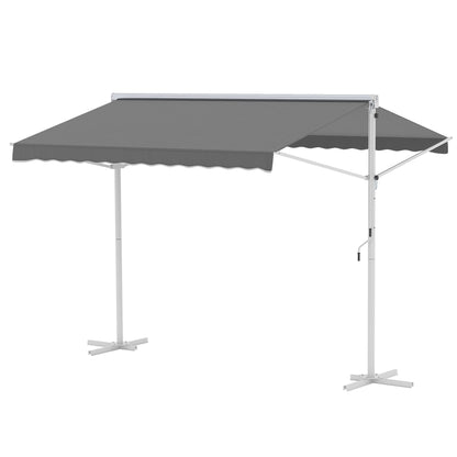 Freestanding Awning Garden Awning Awning with Folding Arm Crank Terrace Grey 3x3m