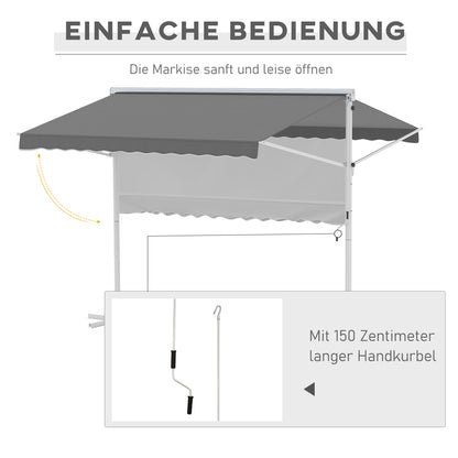Freestanding Awning Garden Awning Awning with Folding Arm Crank Terrace Grey 3x3m