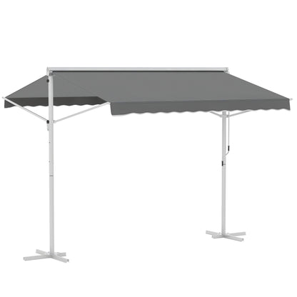 Freestanding Awning Garden Awning Awning with Folding Arm Crank Terrace Grey 3x3m