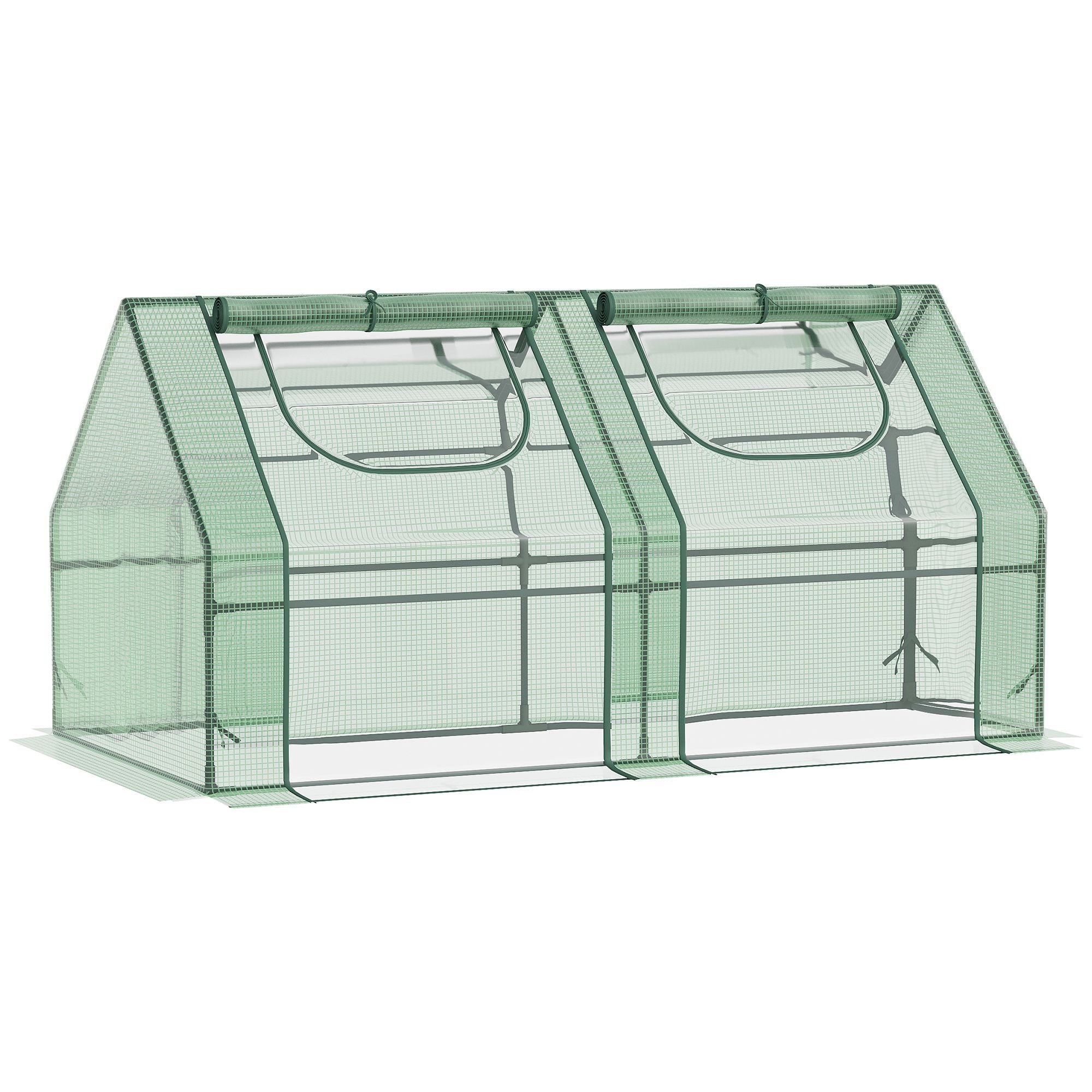 Small Greenhouse Outdoor Greenhouse with Double Cover Windows and Steel Frame Greenhouse for Growing Tomatoes Plants Flowers 180x90x90 cm Green