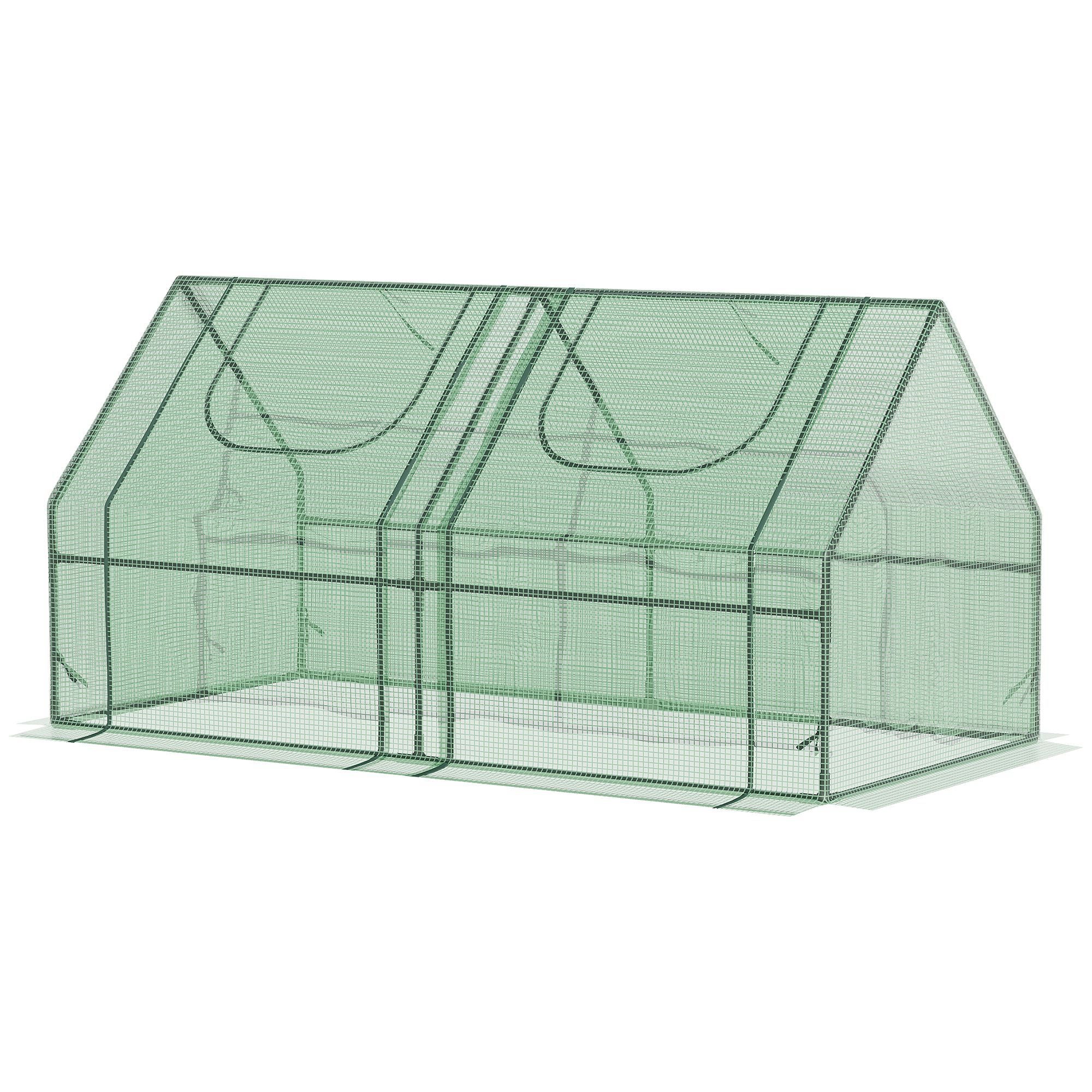 Small Greenhouse Outdoor Greenhouse with Double Cover Windows and Steel Frame Greenhouse for Growing Tomatoes Plants Flowers 180x90x90 cm Green