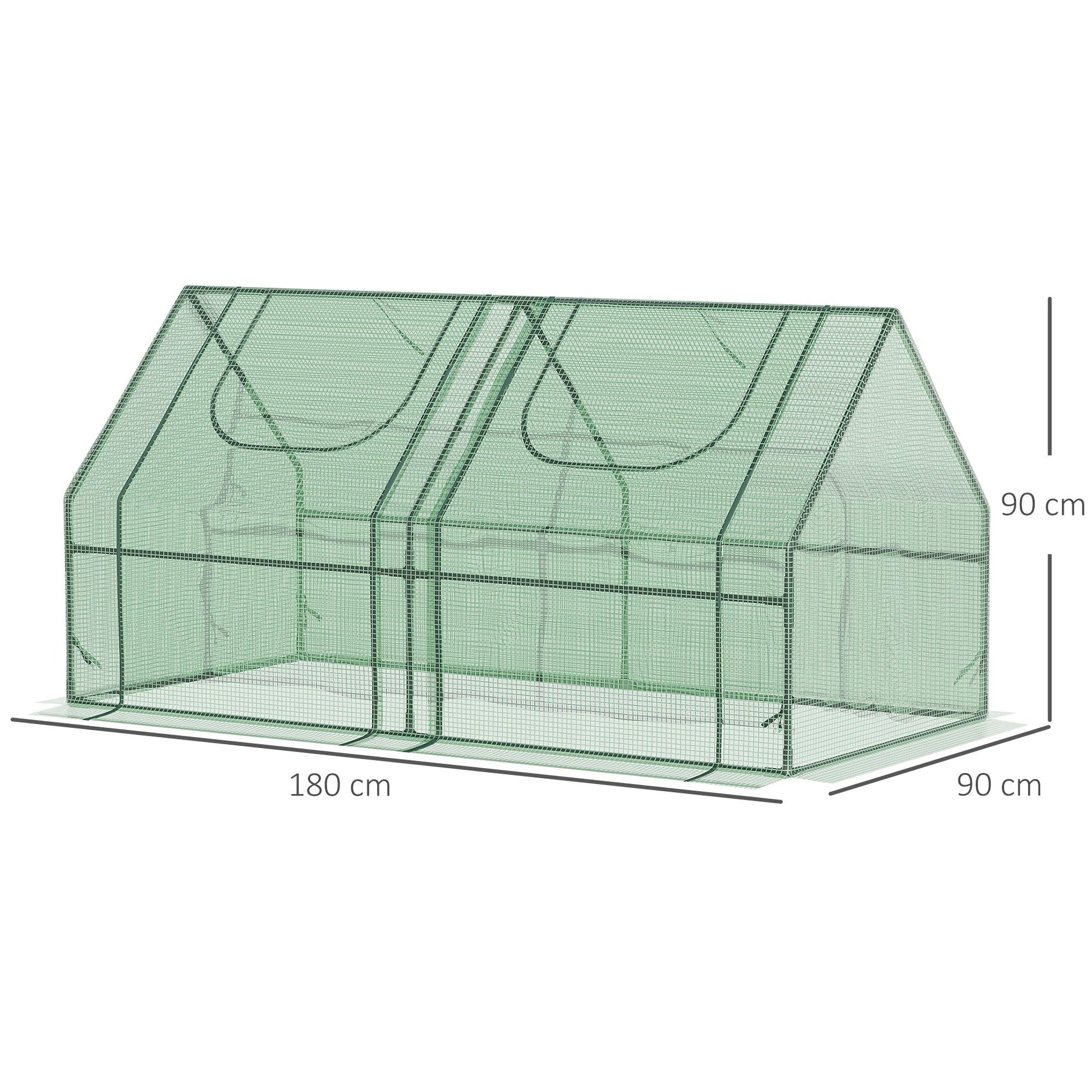 Small Greenhouse Outdoor Greenhouse with Double Cover Windows and Steel Frame Greenhouse for Growing Tomatoes Plants Flowers 180x90x90 cm Green