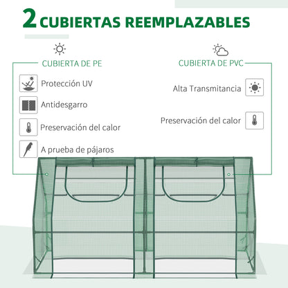 Small Greenhouse Outdoor Greenhouse with Double Cover Windows and Steel Frame Greenhouse for Growing Tomatoes Plants Flowers 180x90x90 cm Green