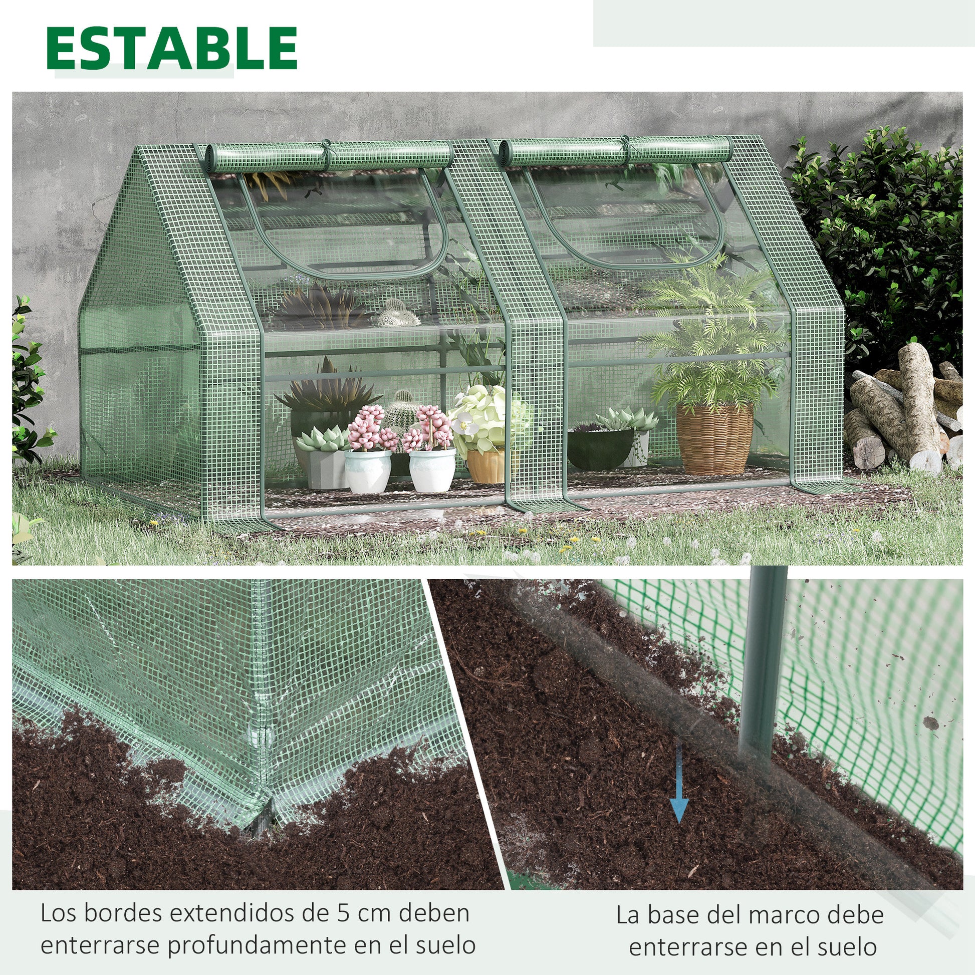 Small Greenhouse Outdoor Greenhouse with Double Cover Windows and Steel Frame Greenhouse for Growing Tomatoes Plants Flowers 180x90x90 cm Green