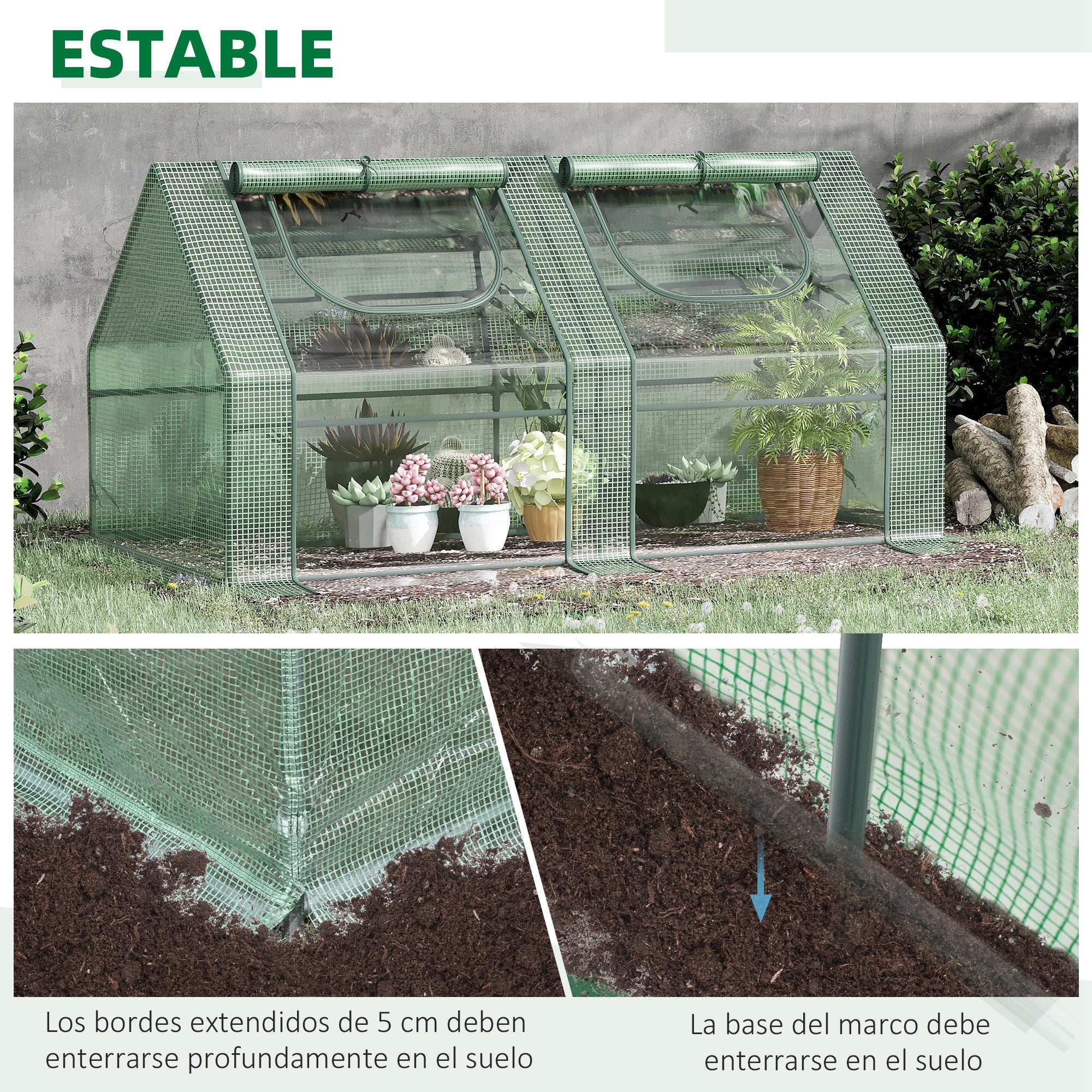 Small Greenhouse Outdoor Greenhouse with Double Cover Windows and Steel Frame Greenhouse for Growing Tomatoes Plants Flowers 180x90x90 cm Green