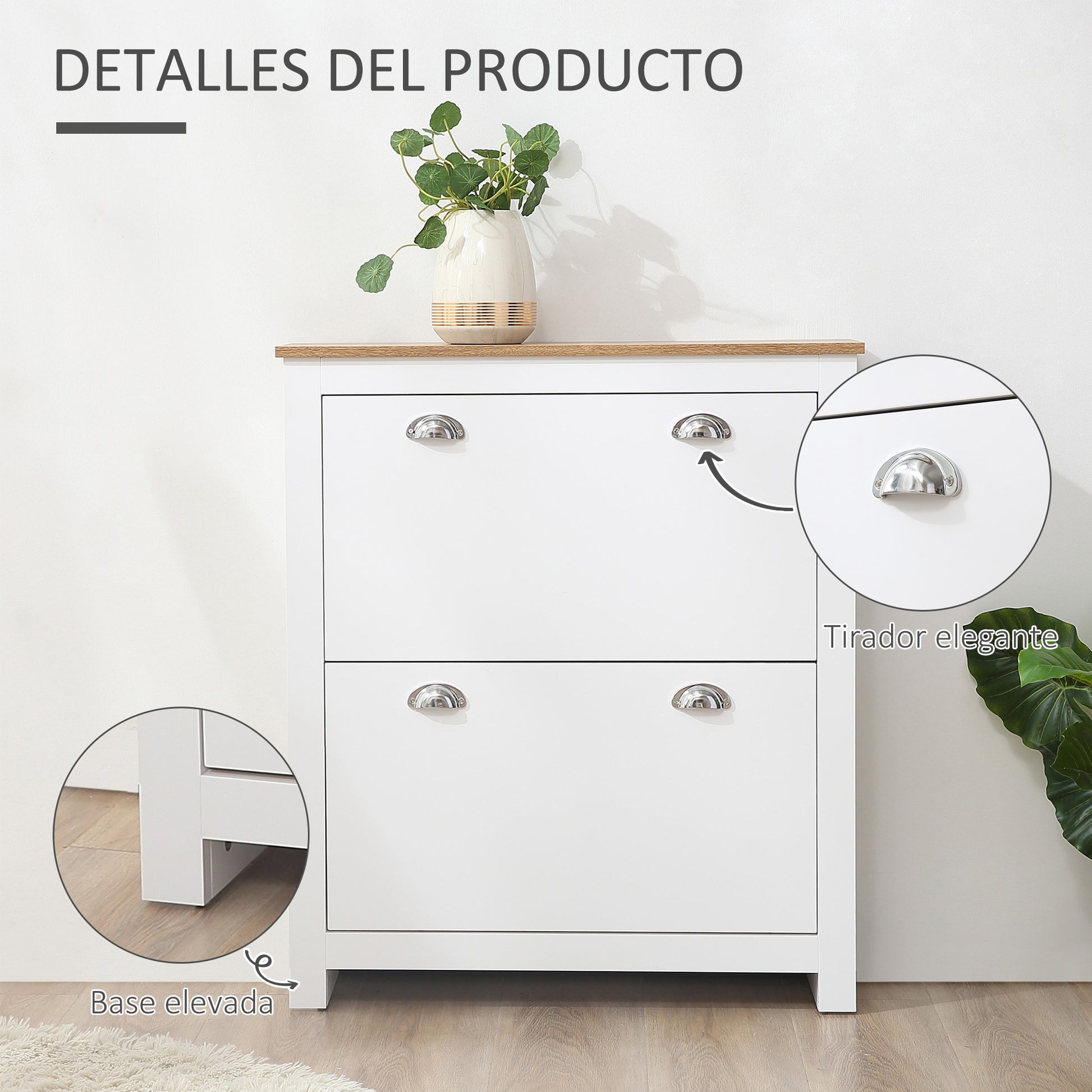 Narrow Shoe Cabinet Entryway Shoe Storage with 2 Fold-Down Drawers Adjustable Shelves for 12 Pairs of Shoes for Hallway 79x23x90.5 cm White