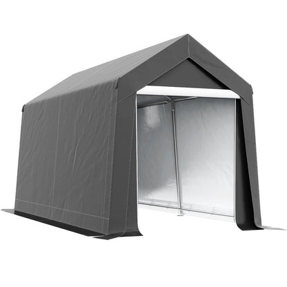 Garage Tent for Bikes, Waterproof Carport with Door, Anti-dust Bike Cover Equipment Tent Foliar Equipment House for Outdoor, Garden, 210 x 360 x 235 cm, Dark Gray