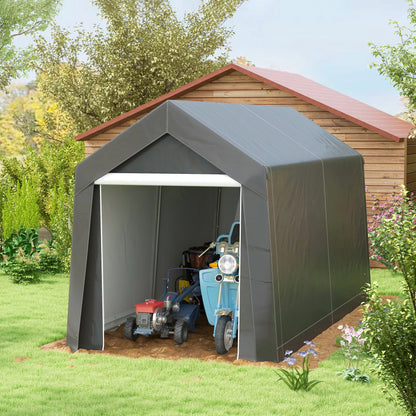 Garage Tent for Bikes, Waterproof Carport with Door, Anti-dust Bike Cover Equipment Tent Foliar Equipment House for Outdoor, Garden, 210 x 360 x 235 cm, Dark Gray