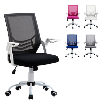 Ergonomic Office Chair Mesh Chair with Adjustable Height Foldable Armrests Breathable Lumbar Support for Teenagers Adults 62.5x55x94-104 cm Black