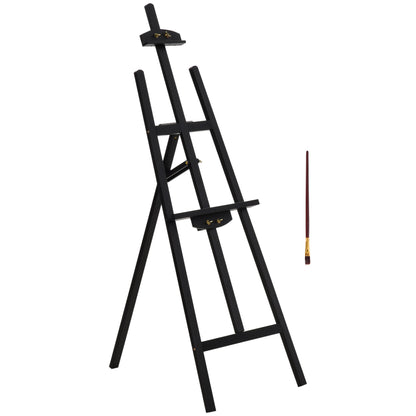 Easel Folding Studio Easel 90° Adjustable with Holder for Art Painting And Outdoor Advertising Pine Wood Black 51.5 x 71.5 x 134.5 cm
