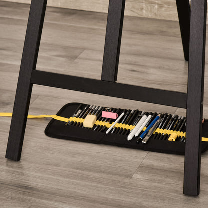 Easel Folding Studio Easel 90° Adjustable with Holder for Art Painting And Outdoor Advertising Pine Wood Black 51.5 x 71.5 x 134.5 cm